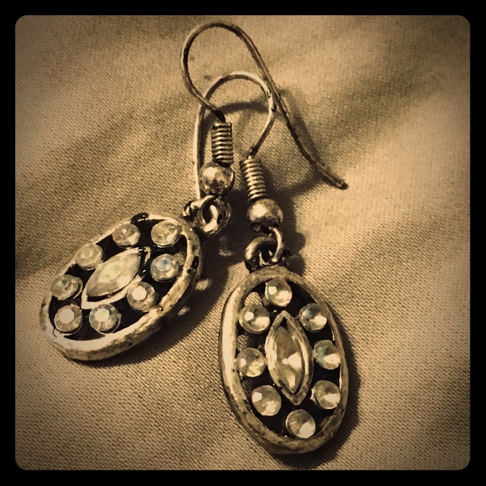 Silver and rhinestone earrings